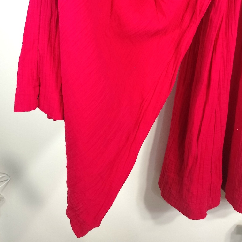 Quince Wild Cherry Jumpsuit; Organic Cotton Gauze Smocked Wide Leg - Picture 11 of 13